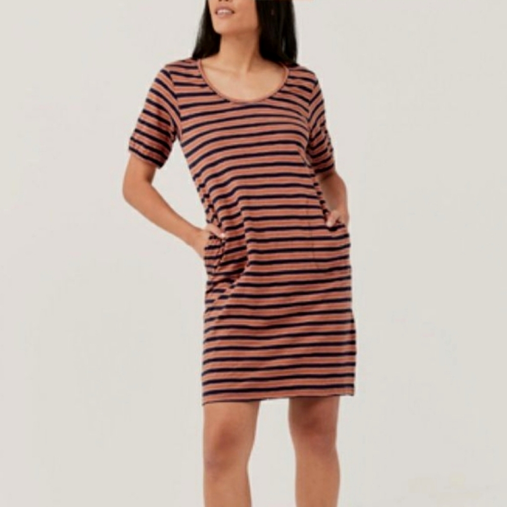 Pact Organic Womens Harvest Striped Avery Dress Size Small 100% Organic Cotton